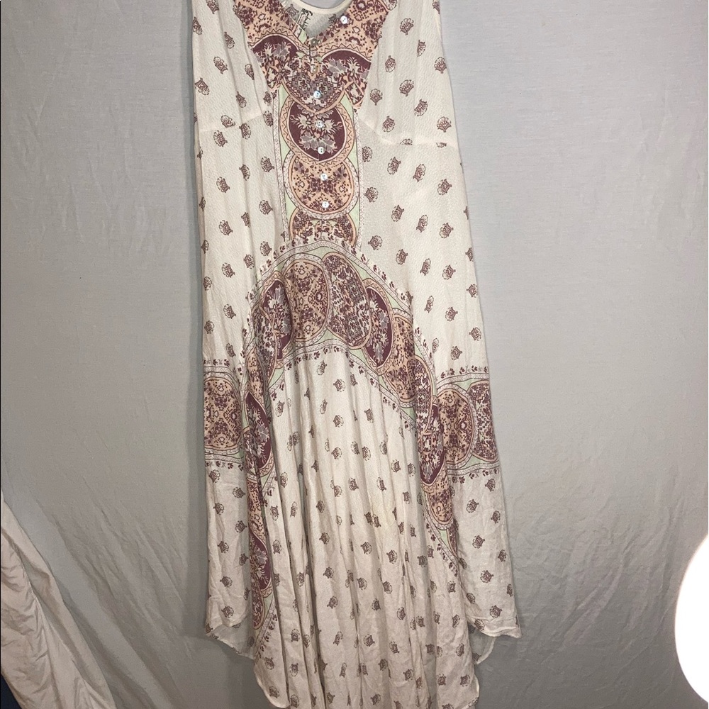 Long Flowy Off-White & Purple Summer Dress